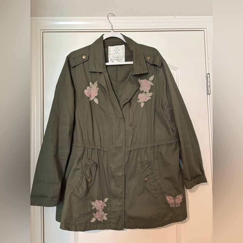 Angel Kiss Olive Floral Utility Jacket